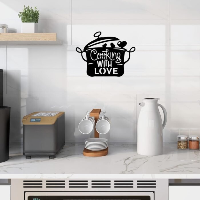 14 x 11 inch Black Metal Kitchen Pot Wall Decor Cooking with Love Kitchen decorations wall Lovely Gift Kitchen Sign for Wall - Image 6