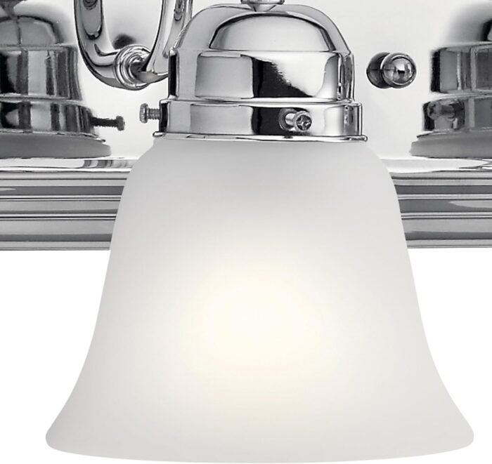 Kichler 30" 4-Light Vanity Bath Light in Chrome, Modern Bathroom Light with Clear Satin Etched Glass, ("30" W x 8" H), 5338CHS - Image 3