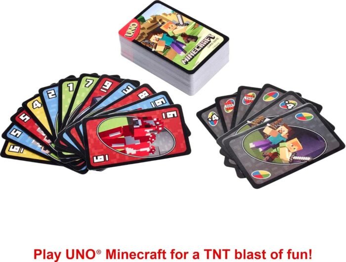 Mattel Games UNO Minecraft Card Game for Family Night with Minecraft-themed Graphics in a Collectible Tin for 2-10 Players (Amazon Exclusive) - Image 4