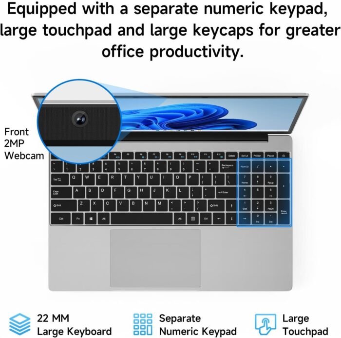 jumper Laptop Computer, 16GB RAM, 640GB Storage, Laptop with Office 365 One Year, Quad Core N95 CPU, 2.4G+5G WiFi, FHD 1920x1080 Display, 38WH Battery, 2 Speakers, Portable 15.6 Inch Laptops. - Image 5