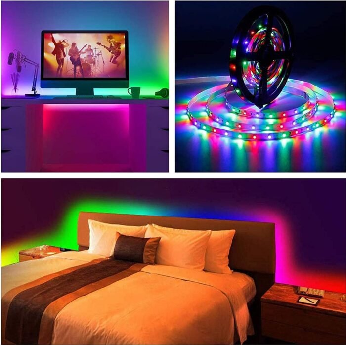 echosari 9.8FT 90Led RGB Strip Lights Battery Powered Remote Control, 8 Modes, Dimmable, Timer, Self-Adhesive, Cuttable, Waterproof, for TV Computer Monitor/Screen Decor - Image 3