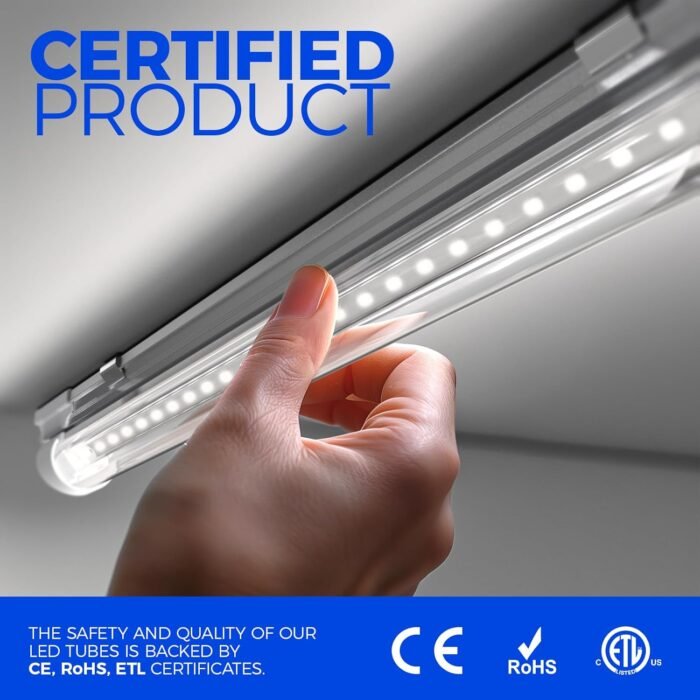 Barrina LED Shop Light 2ft, 20W 3000LM 5000K, T8 LED Light Fixture, Clear Cover, Ceiling and Utility Shop Light, Linkable Tube Lights, Shop Lights for Room, Garage, Workbench, Warehouse, 2-Pack - Image 4