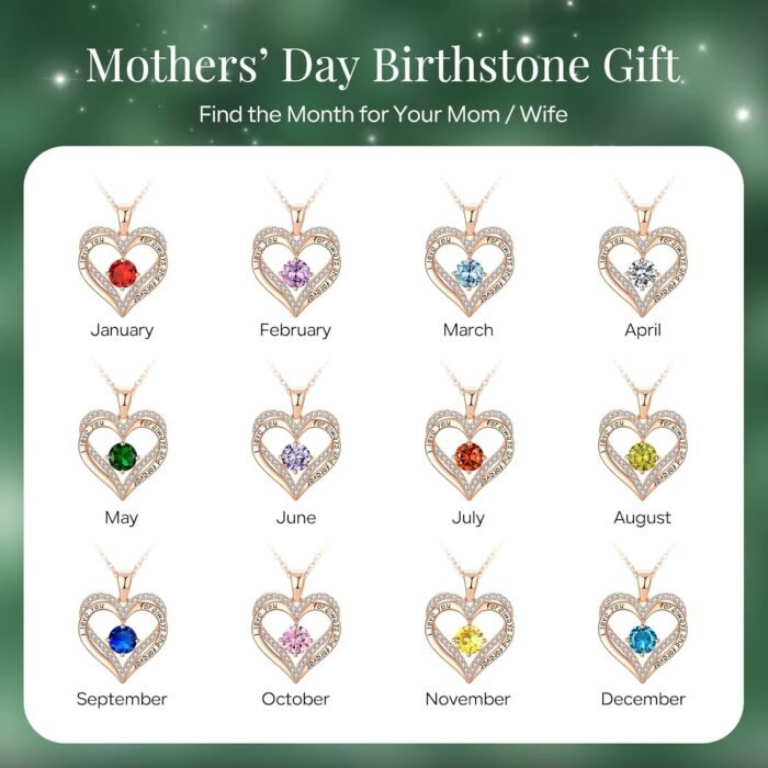 xiupen Jewelry Birthday Love Necklace for Womens Wife Birthday Gifts for Woman Wife Anniversary for Her Christmas Valentines Mothers Day Gift for Her Mom(Emerald-May) - Image 6