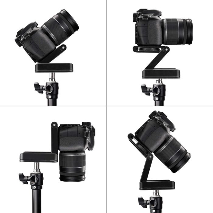 Universal Quick Release Plate, Z Flex Tilt Tripod Head, Aluminum Folding Tilt Head Camera Bracket Tripod Ball Head with Spirit Level for Nikon DSLR Camera - Image 6