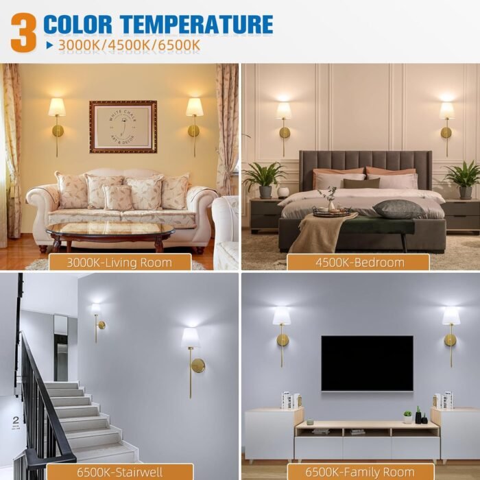 NIORSUN Battery Operated Wall Sconce Set of 2,Gold Rechargeable Wall Lights with 5200mAh Dimmable Detachable Bulbs and Remote,10 Colors Wireless Sconces for Bedroom Living Room Hallway - Image 4