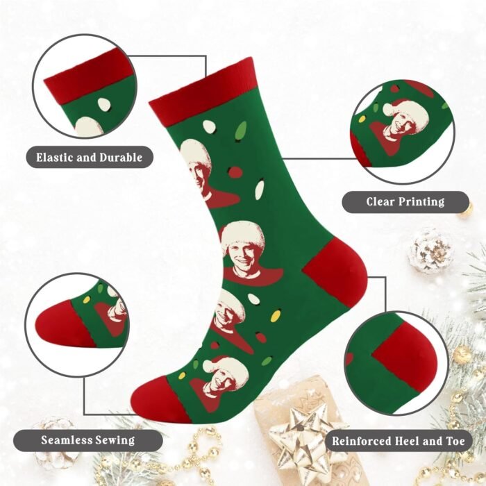Funny Christmas Socks for Women Men, National Lampoons Christmas Vacation Costume Accessories, Winter Warm Knitted Socks - Image 3