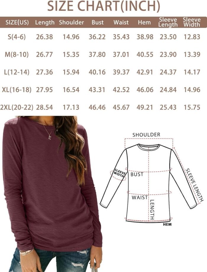 AUTOMET Womens Long Sleeve Round Neck Shirts Basic Tee Fall Tops Outfits Clothes 2024 - Image 6