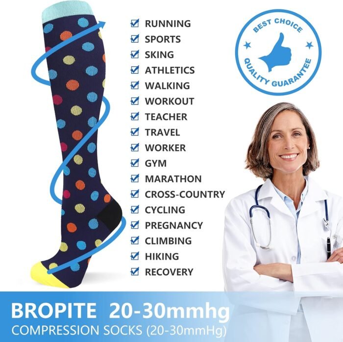 bropite Compression Socks for Women & Men Circulation-Support Knee High Socks 20-30 mmhg-Best for Running,Medical,Nurse,Travel - Image 4