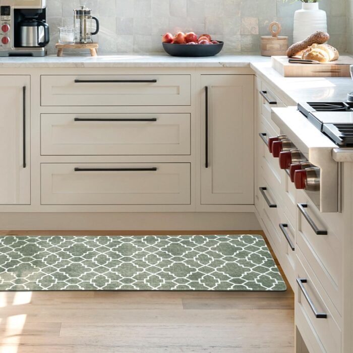 FRESHMINT Kitchen Mat Set of 2, Anti-Fatigue Cushioned Kitchen Mats for Floor, Waterproof Non Slip Comfort Standing Mat, Boho Kitchen Rug for Kitchen Decor, Sink, Office, 17"x30"+17"x47", Sage Green - Image 2