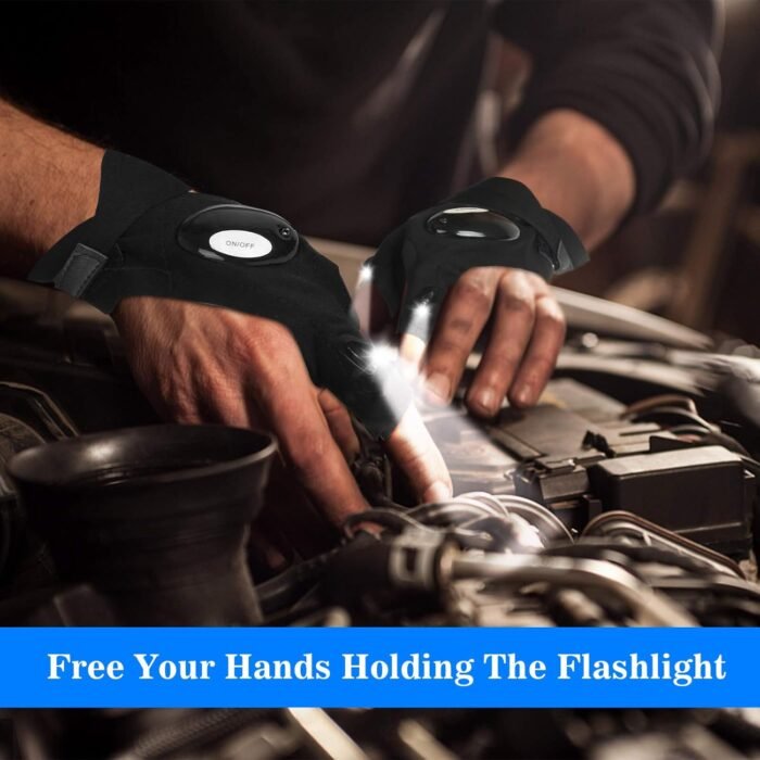 LED Flashlight Gloves, Stocking Stuffers Gifts for Men Dad Him, Christmas White Elephant Gifts for Adults Men Boyfriend Cool Gadget Waterproof Light for Camping Fishing Repairing - Image 3
