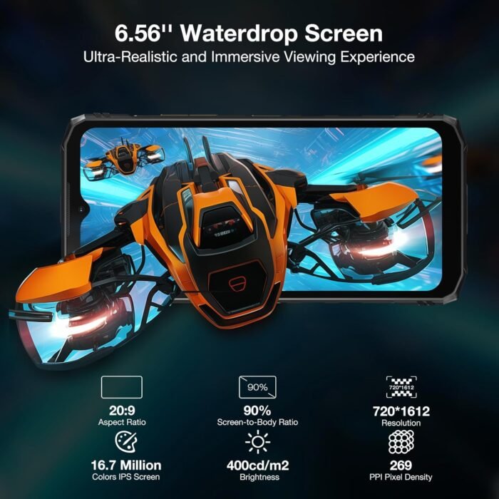 DOOGEE Blade 10 Pro Rugged Phone,10.7mm Ultra-Thin,16GB+256GB Rugged Smartphone,Android 14 Octa Core,6.56" HD+90Hz,50MP+8MP,IP68/IP69K Waterproof Phone,Widevine L1,NFC/Face Unlock - Image 5