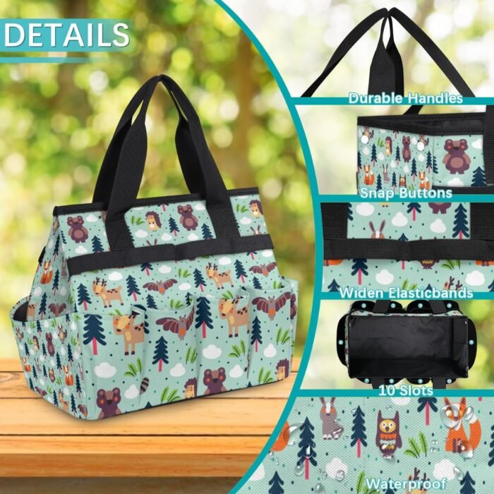 Garden Tote Bag Organizer, Garden Bags for Tools, Portable Garden Tool Bags Cute Storage with Pockets & Handle, Multi-Pocket Gardening Tote Organizer for Outdoor Garden Lawn Yard - Image 5
