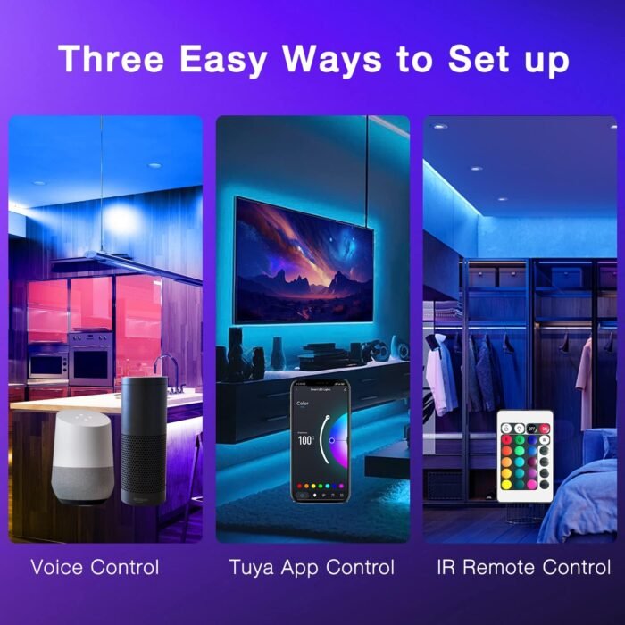 DAYBETTER Smart WiFi Led Lights 100ft, Tuya App Controlled Led Strip Lights, Work with Alexa and Google Assistant, Timer Schedule, Color Changing Led Lights for Bedroom Party Kitchen - Image 5
