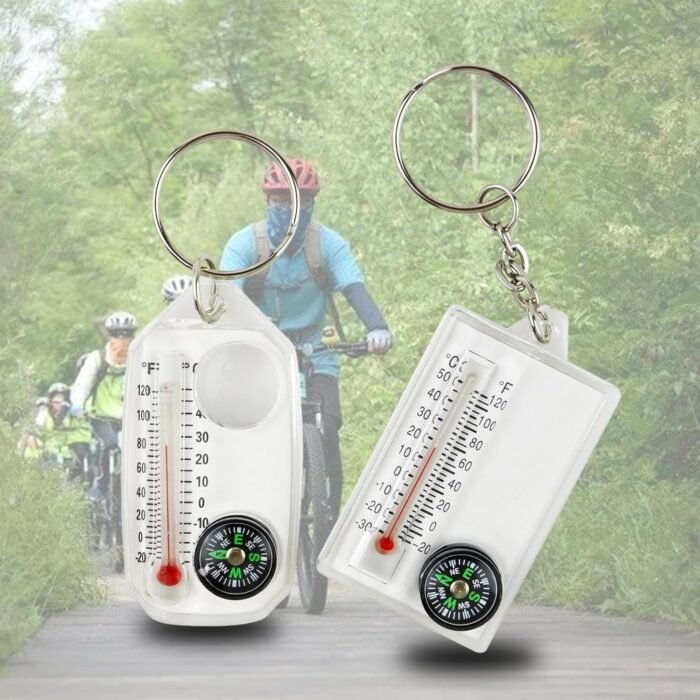 1Pc White Small Compasses Thermometer Keychain,Gear for Camping Hiking Backpacking Survival Key Hook Camping Compasses Electronics and Gadgets,Mini Pocket Sized Keyring Compasses - Image 7