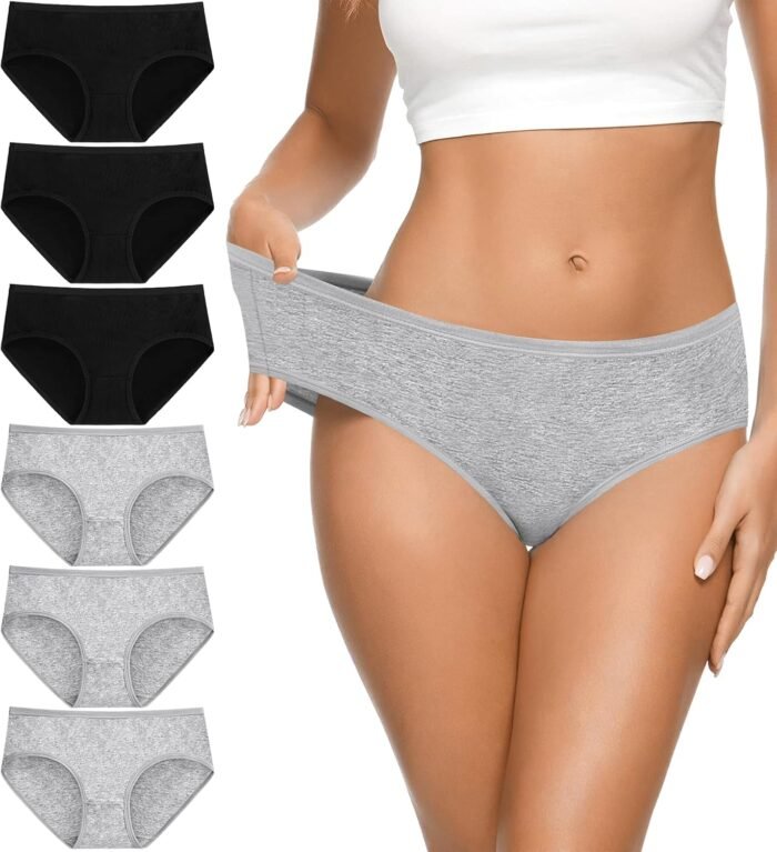 Women's Cotton Bikini Panties, High-Cut Full Coverage Stretch Cool Underwear for Women