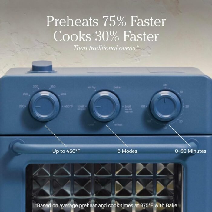 Our Place Wonder Oven | 6-in-1 Air Fryer & Toaster Oven with Steam Infusion | Compact, Countertop Friendly, Fast Preheat, Multifunctional | Air Fry, Toast, Roast, Bake, Reheat & Broil | Blue Salt - Image 4