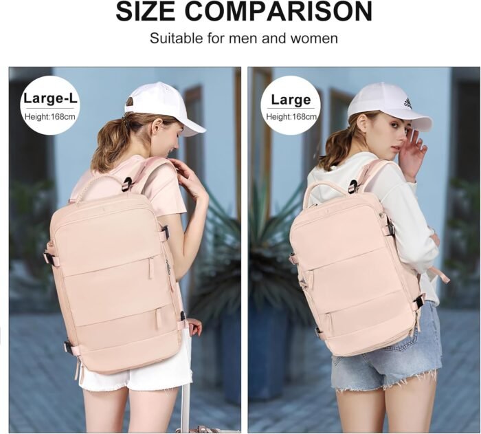 coowoz Large Casual Travel Backpack For Women Men,Carry On Rucksack Flight Approved,Hiking Waterproof Outdoor Sports Daypack Fit 15.6 Inch Laptop Shoes Compartment (Beige) - Image 7