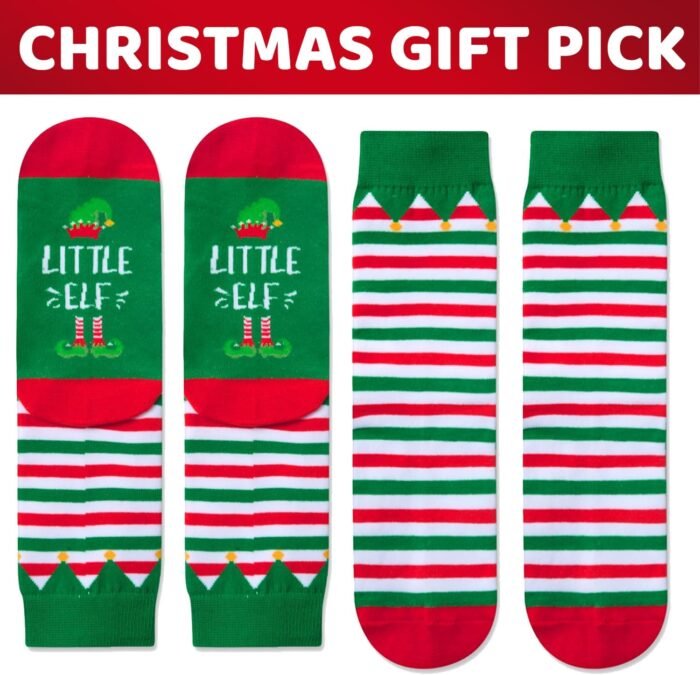 Christmas Gifts Stocking Socks for Kids - Secret Santa Little Elf Socls for Boys Girls with Greeting Card - Image 2