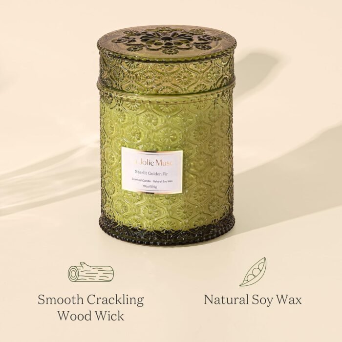 LA JOLIE MUSE Fir & Cedarwood Candle, Christmas Candles for Home Scented, Holiday Candle Gifts for Women&Men, Large Wood Wicked Scented Candle, Long Burning Time, Starlit Golden Fir, 19oz - Image 4