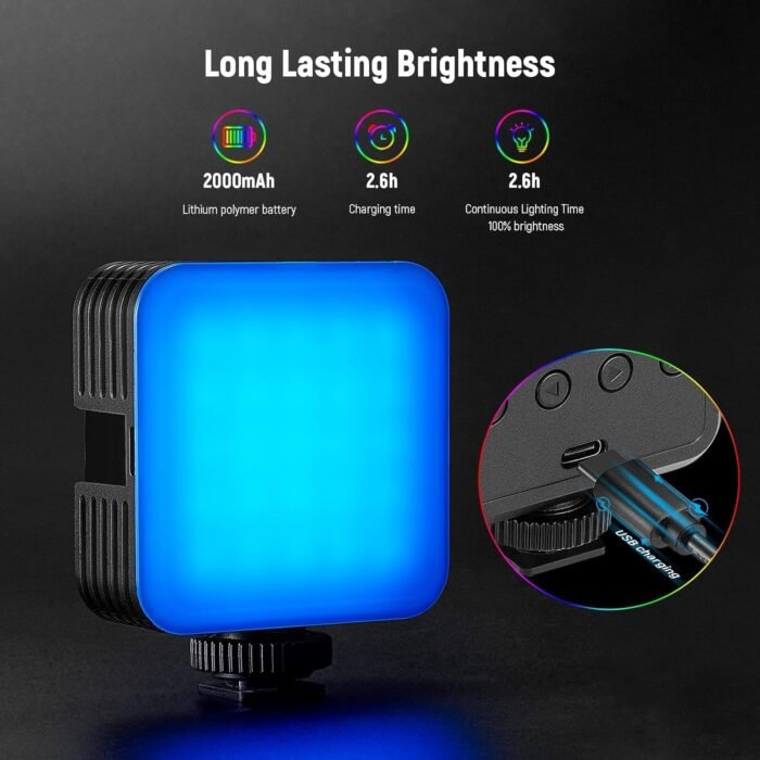 NEEWER Magnetic RGB Video Light, 360° Full Color RGB61 LED Camera Light with 3 Cold Shoe Mounts/CRI 97+/20 Scene Modes/2500K-8500K/2000mAh Rechargeable Portable Photography Selfie Lighting - Image 5