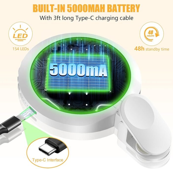 154 LED Phone Light, 5000Mah Rechargeable Selfie Light Clip Video Light, Adjusted 3 Light Modes, 10 Brightness Levels for Phone, Camera, Laptop, iPad, Light for Makeup, Video Conference, TikTok, Vlog - Image 4