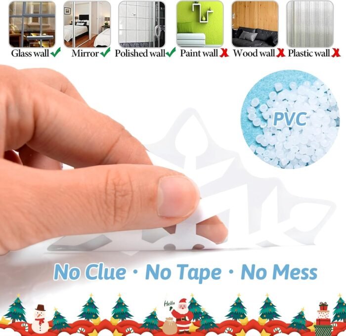 284 Pcs Christmas Window Clings Christmas Window Stickers Snowflake Window Clings Decals for Christmas Decorations Holiday Decorations Ornaments Party Supplies 9 Sheets - Image 5