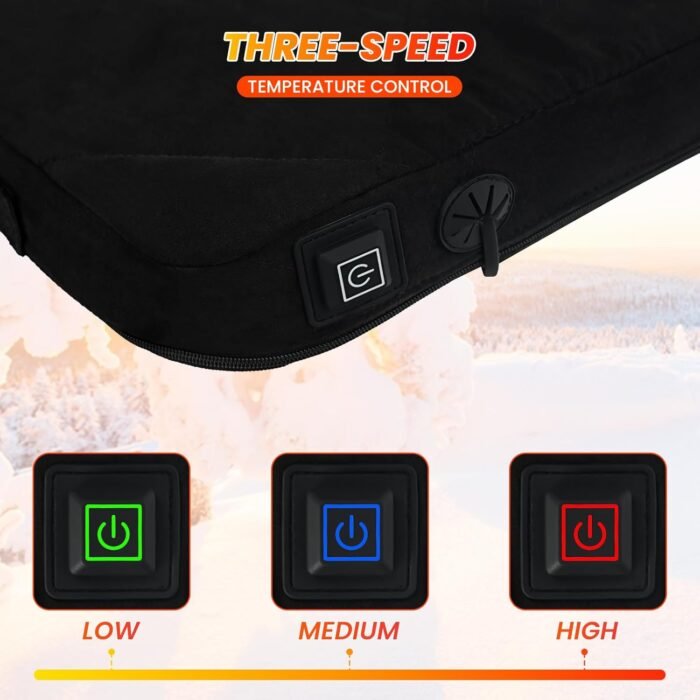 Heated Seat Cushions Portable Heated Stadium Cushion with USB Powered 3 Level Adjustable Temperature Waterproof Heated Seat Pad Outdoor Sports, for Camping Fishing Bleacher Park Work [No Power Bank] - Image 3