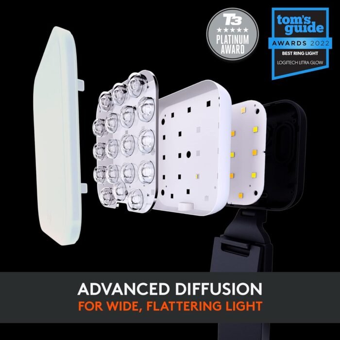 Logitech for Creators Litra Glow Premium LED Streaming Light with TrueSoft, adjustable monitor mount, brightness & color temp settings, desktop app control for PC/Mac - Graphite - Image 3