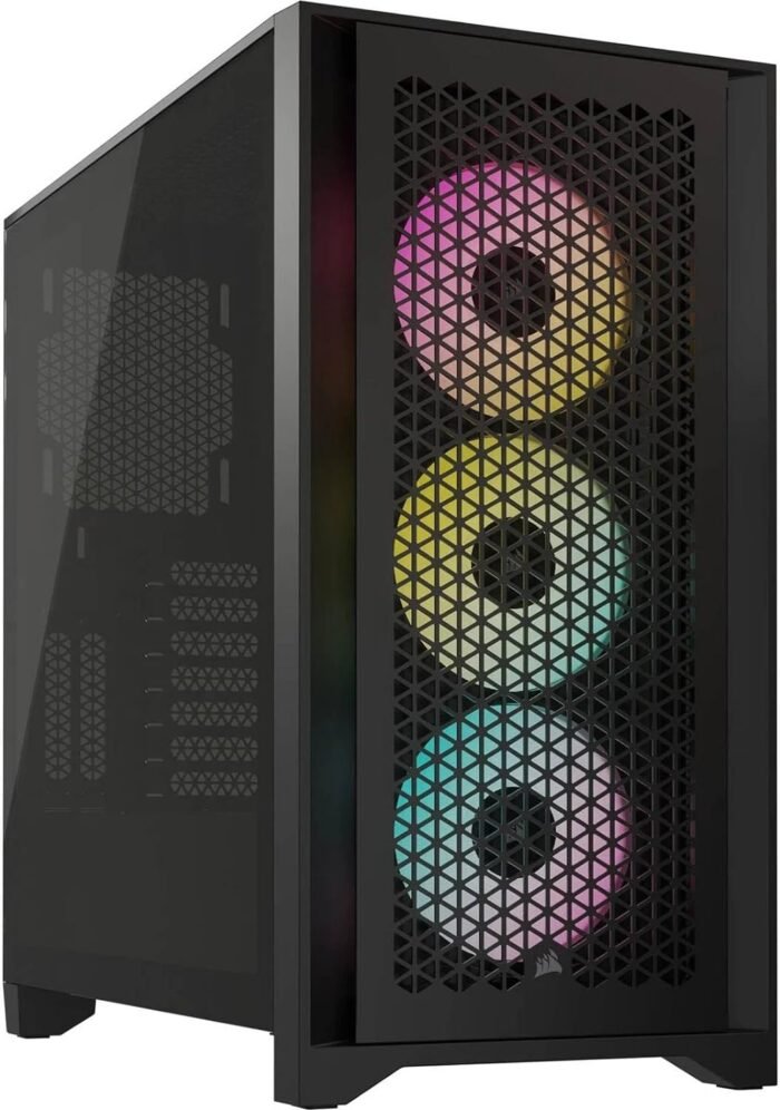 Corsair iCUE 4000D RGB Mid-Tower Case - 3X AF120 RGB Elite Fans - Lighting Node PRO Controller - High-Airflow Design - RapidRoute Cable Management System - Black