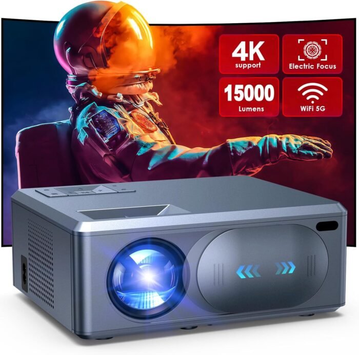 [Electric Focus] 4K Projector with 5G WiFi and Bluetooth, 15000L JOWLURK Projector, Outdoor Movie Projector, Home Mini Theater Portable Projector for iPhone/TV/Android Stick/HDMI/USB/Laptop/DVD/PS5