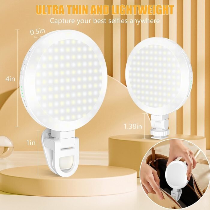 154 LED Phone Light, 5000Mah Rechargeable Selfie Light Clip Video Light, Adjusted 3 Light Modes, 10 Brightness Levels for Phone, Camera, Laptop, iPad, Light for Makeup, Video Conference, TikTok, Vlog - Image 7