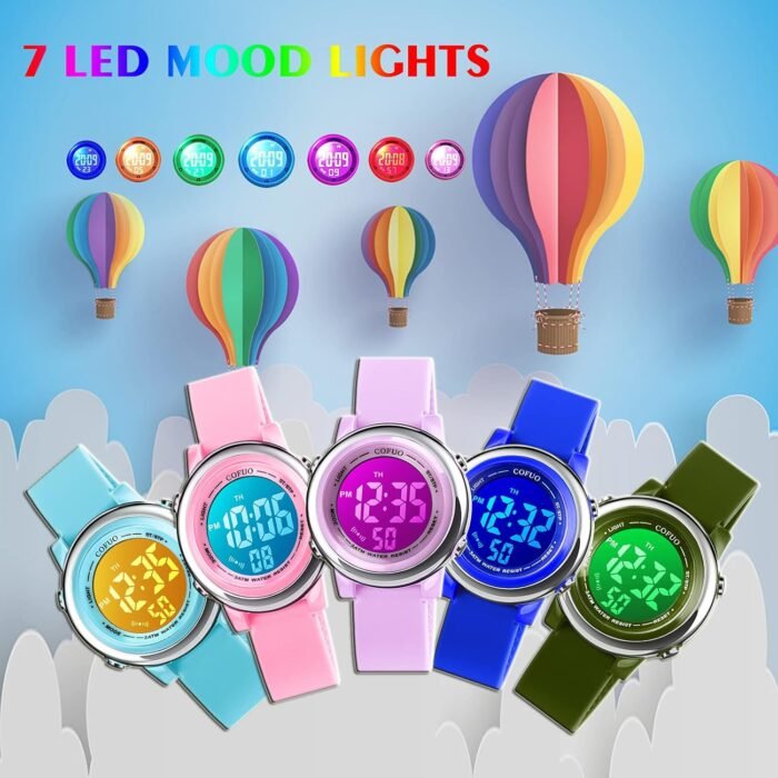 cofuo Kids Digital Sport Waterproof Watch for Girls Boys, Kid Sports Outdoor LED Electrical Watches with Luminous Alarm Stopwatch Child Wristwatch - Image 2