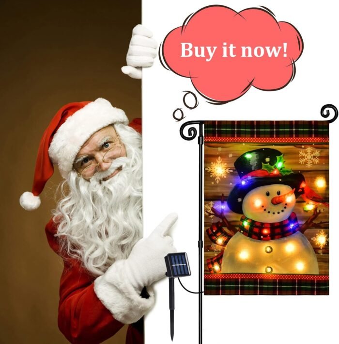 Lighted Christmas Garden Flag for Outside, Led Snowman Garden Flag, Winter Yard Flag 12x18 Double Sided for Outdoor Yard Porch Lawn Decoration - Image 8