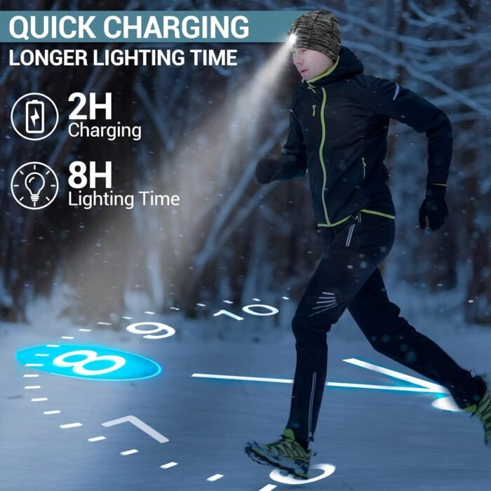 Gifts for Men Beanie Hat with Light - Christmas Stocking Stuffers for Adults Men Dad Birthday Gifts for Men Women Husband Teens Him Rechargeable Flashlight LED Headlamp Cap Winter Lighted Headlight - Image 7