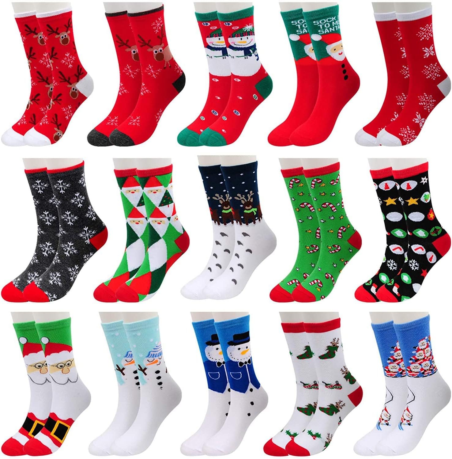 MarJunSep 15 Pairs Women's Christmas Socks Gifts for Women Adults Family Coworkers Cotton Holiday Socks Stocking Stuffers - Image 8