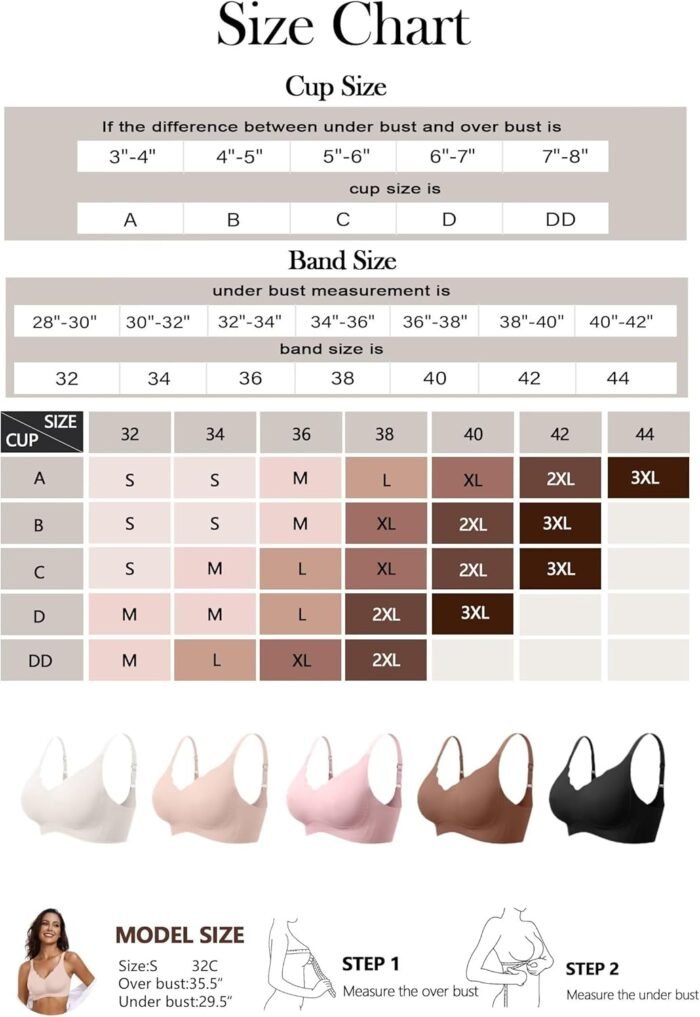Vertvie Women's Seamless Bras No Underwire Scalloped Push Up Bras Soft Wireless Comfort Bralettes Full Coverage Everyday Bra - Image 6