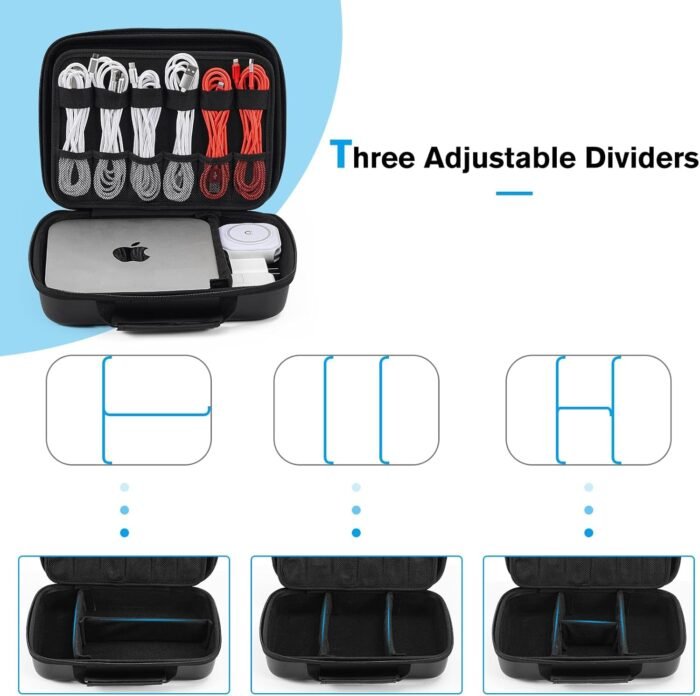 ProCase Hard Travel Electronic Organizer Case for MacBook Power Adapter Chargers Cables Power Bank Apple Magic Mouse Apple Pencil USB Flash Disk SD Card Small Portable Accessories Bag -XL, Black - Image 4