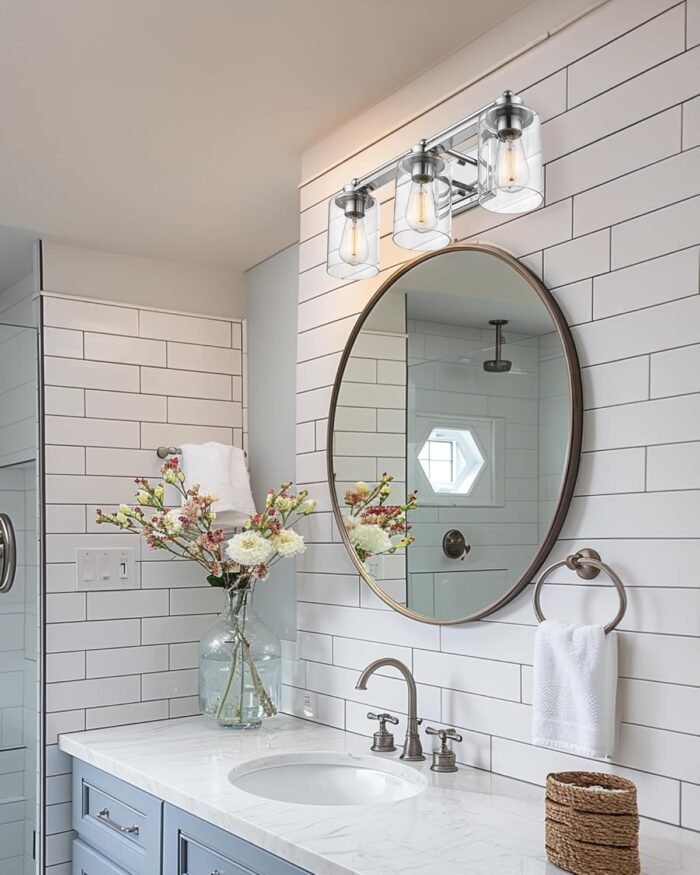 Bathroom Vanity Light Fixtures, HWH Modern Wall Sconce Lighting Over Mirror, 3-Light Vanity Wall Lamp in Chrome, 5HLT63B-3W CH - Image 5