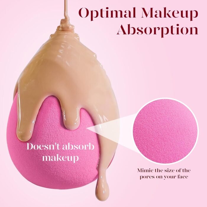 BEAKEY Super Soft Makeup Sponge Set of 6, Makeup Sponges for Foundation, Liquid, Cream and Powder, Pink Beauty Sponge for Blending, 0 Latex Blender, Christmas Stocking Stuffers for Adults - Image 8
