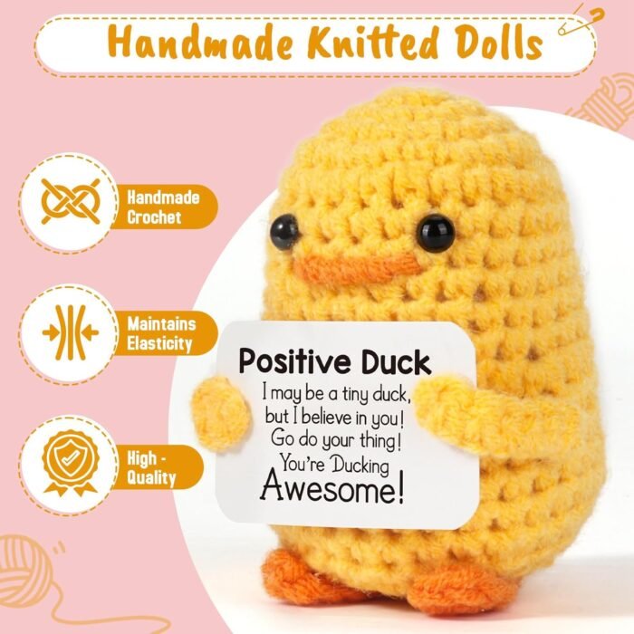 MBL Inspirational Crochet Positive Duck – Handmade Emotional Cheer Support Funny Pickle Potato Gifts for Women Friend Men Coworker Birthday Christmas Stocking Stuffer White Elephant Under 10 Dollars - Image 7