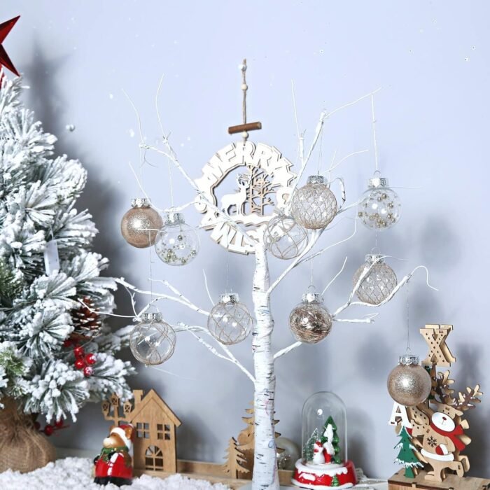 Clear Plastic Christmas Ball Ornaments, 30ct 2.36 Inch Champagne Balls for Tree Decoration - Shatterproof for Holiday Wedding Party Gifts - Image 7
