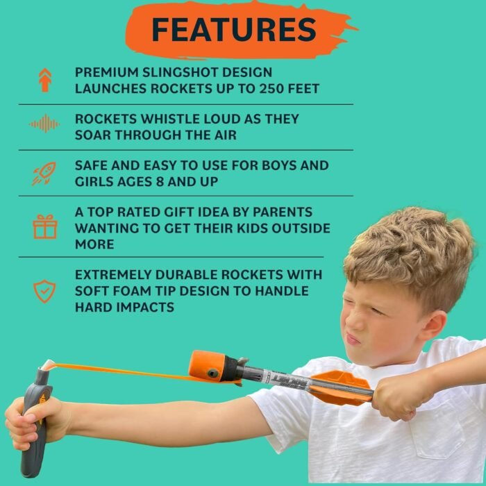 Toy Rocket Launcher for Kids: Outdoor Toys Slingshot Rockets Launchers - Best Gifts for Boys & Girls All Ages 8 & Up - Stocking Stuffers & Teen Boy Gifts for 8 9 10 11 12 13 Year Old Boys Gift Ideas - Image 3