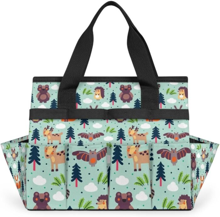 Garden Tote Bag Organizer, Garden Bags for Tools, Portable Garden Tool Bags Cute Storage with Pockets & Handle, Multi-Pocket Gardening Tote Organizer for Outdoor Garden Lawn Yard