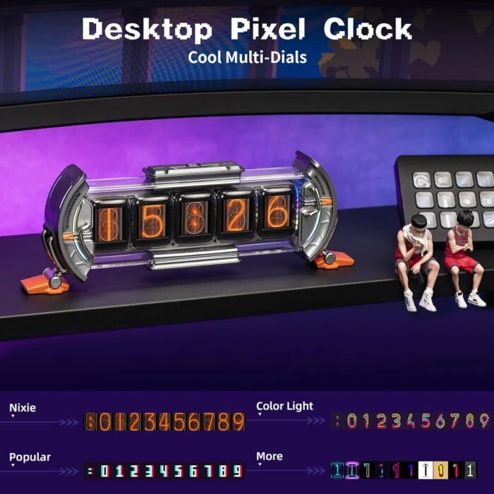 Divoom Times Gate - Cyberpunk Gaming Setup Digital Clock with Smart APP Control, WiFi Connect, RGB LED Display, Personalized Dashboard, Pixel Art for Gaming Room & Office Decor(Sliver) - Image 2