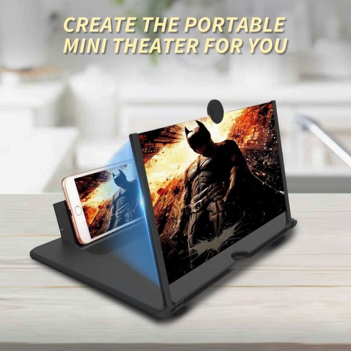 14 inch Screen Magnifier for Cell phone 3D Magnifier Screen Enlarger for Movies,Videos,Reading,Gaming-Screen Amplifie with Foldable Phone Stand Holder.Compatible with All Smartphones -Black - Image 3