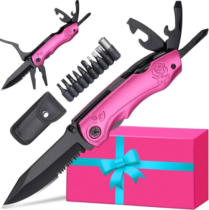 Womens Mom Gifts for Christmas, Stocking Stuffers for Women, Pin-k Pocket Multitool for Women, Christmas Birthday Stocking Stuffers Gifts for Wife Girlfriend Her, Anniversary Mothers Day Gifts