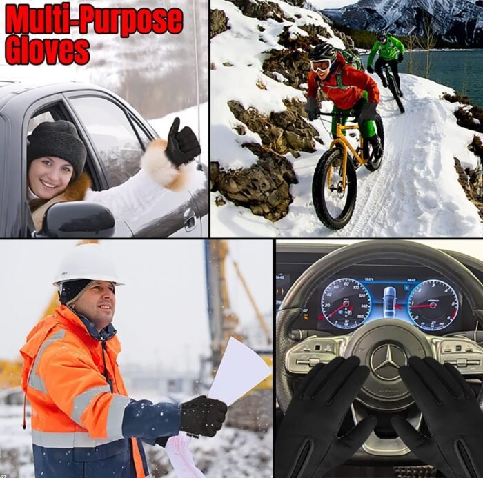 Winter Gloves for Men Women,Windproof Touchscreen Anti-Slip Cold Weather Warm Gloves for Cycling,Driving,Running - Image 4