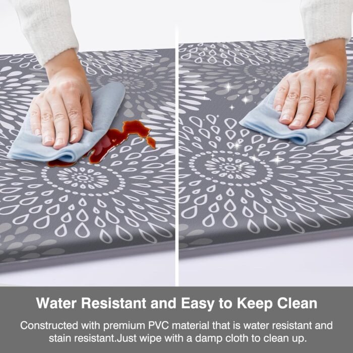 LuxStep Kitchen Mats for Floor,Cushioned Rug Anti-Fatigue Mats for Kitchen Decor Accessories,Waterproof Non-Slip Mats and Rugs Set for Office,Floor,Laundry 17.3"×30"+17.3"×47",Grey - Image 6
