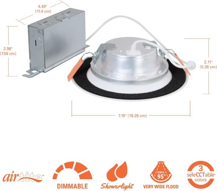 HALO 6-Inch Canless LED Recessed Light Selectable 3000K, 4000K, 5000K CCT 800 Lumens – White - Image 2