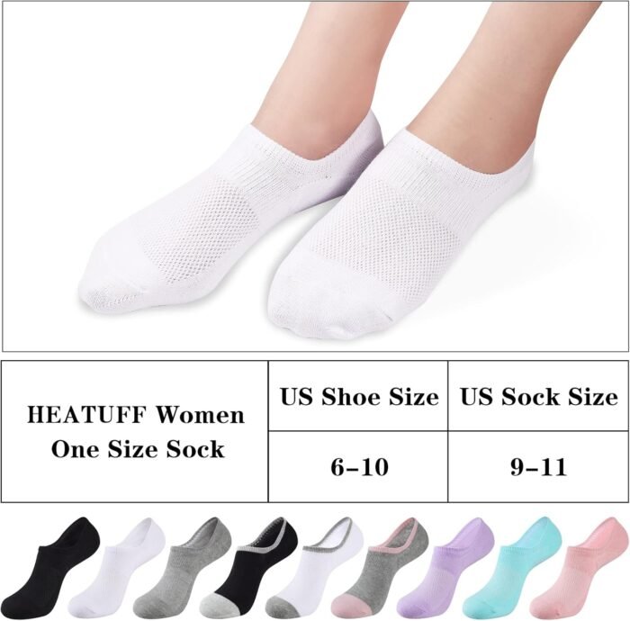 Heatuff No Show Socks Womens Cotton Low Cut Non Slip Casual Socks Invisible Flat Boat Liner Socks (6/9 Pairs) - Image 7